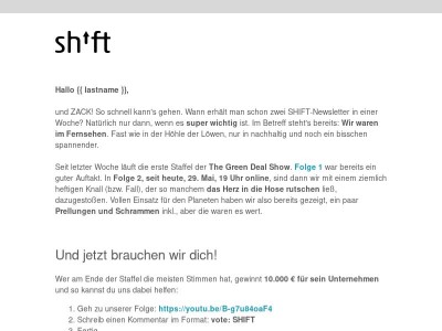 SHIFT-Extra-News: Wir sind im Fernsehen und brauchen deine Stimme!