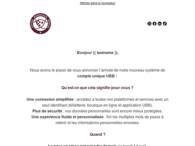 🔒 Nouveauté : Votre compte unique UBB !