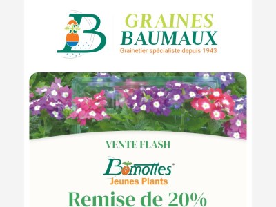 🕔 REMISE de 20% sur une belle sélection de jeunes plants.