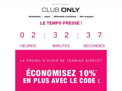 Se termine à minuit : jusqu'à -50 % + 10 % en plus