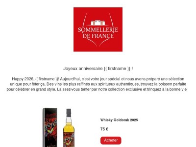 Bonne fête {{ firstname }}, Découvrez nos vins 🍷🥂