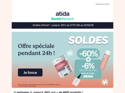 ❄️ Soldes d'Hiver : jusqu’à -60% et -6% supplémentaires !