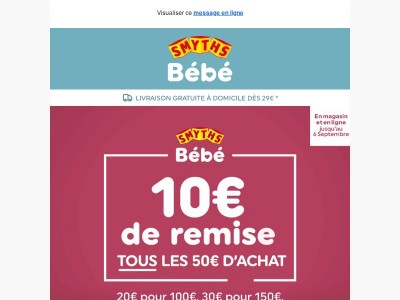 10€ de remise tous les 50€ d'achat 😍