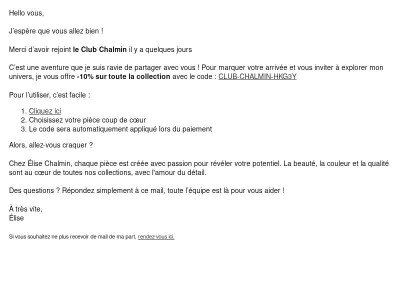 Votre code de bienvenue est disponible