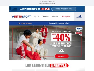 Jusqu’à -40% sur une sélection ADIDAS