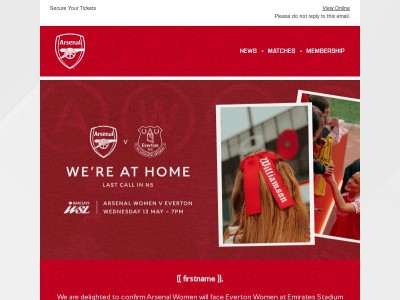 AWFC v Everton on sale now!