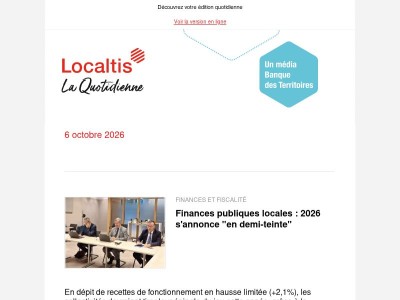 Actualités Localtis du mercredi 7 octobre 2026