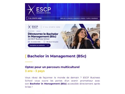 [Session d'info en ligne] Découvrez le Bachelor in Management (BSc) !