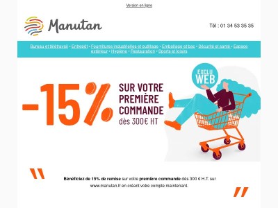 -15% sur votre première commande dès 300€ d'achat HT