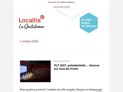 Actualités Localtis du jeudi 8 octobre 2026