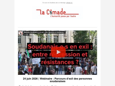 Newsletter : 24 juin 2026 | Webinaire : Parcours d’exil des personnes soudanaises