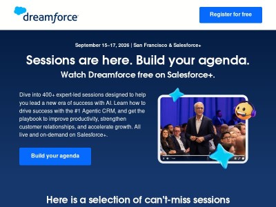 Your top sessions lineup is now on Salesforce+.