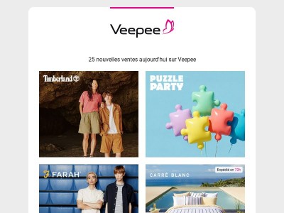 Aujourd'hui : Timberland, Puzzle Party, Farah et 22 autres ventes sur Veepee