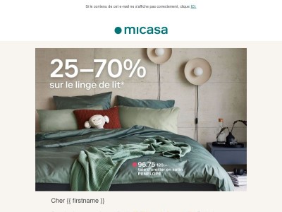 Flash Sale: 25% sur le linge de lit 🛌