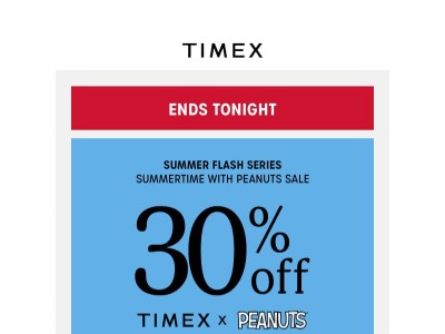 Final Hours! 30% OFF Timex x Peanuts