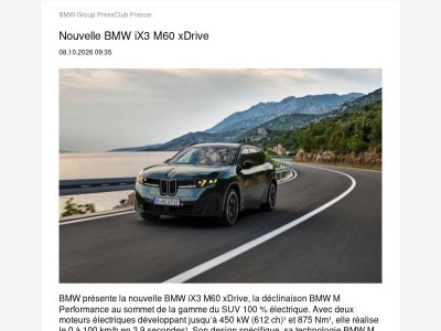 Nouvelle BMW iX3 M60 xDrive (BMW Group PressClub France)
