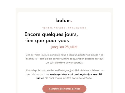 Nos Ventes privées sont prolongées