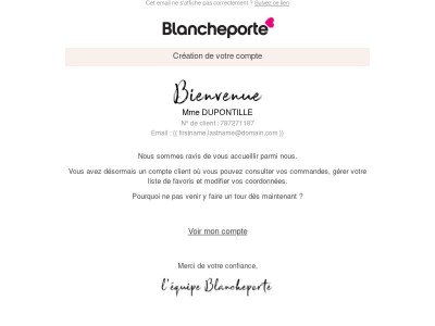 Nouveau compte enregistré