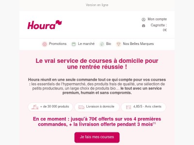 Jusqu'à 70€ offerts sur vos 4 premières commandes + livraison gratuite ! 🎁