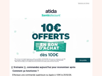 🎁 10€ offerts en bon d’achat dès 100€ 