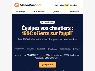 150€ offerts pour vos achats pros du moment