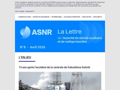 La Lettre de l'Autorité de sûreté nucléaire et de radioprotection (ASNR) n°8 - Avril 2026