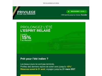 Prolongez votre été avec -15% ☀️