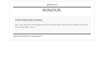 [atelierprivé] Confirmation newsletter