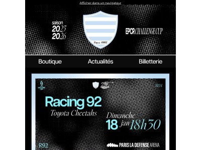 Racing 92 - Toyota Cheetahs à Paris La Défense Arena !