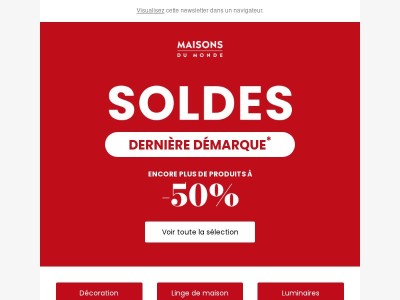 Meubles, déco, art de la table : encore plus de produits à -50%