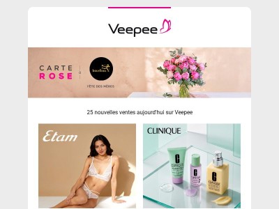 Bonjour {{ lastname }}, aujourd'hui Etam, Clinique, Pal Zileri et 22 autres ventes sur Veepee