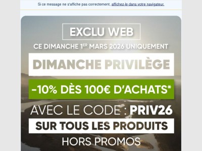 🚨 Exclu web ce dimanche : -10 % dès 100 € !