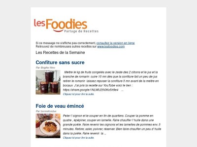 Les Foodies: Les Recettes de la Semaine