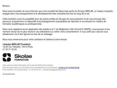 Information Groupe SKOLAE