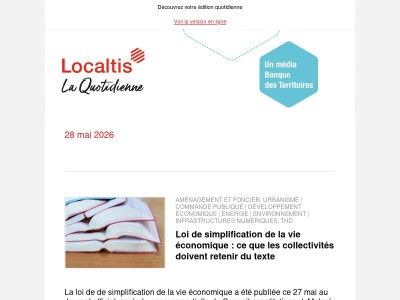 Actualités Localtis du vendredi 29 mai 2026
