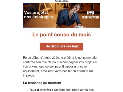 Crédit conso début 2026 : où en sont les taux ?