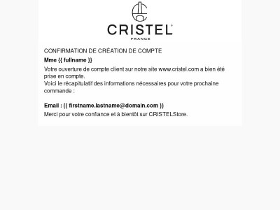 Confirmation de création de compte