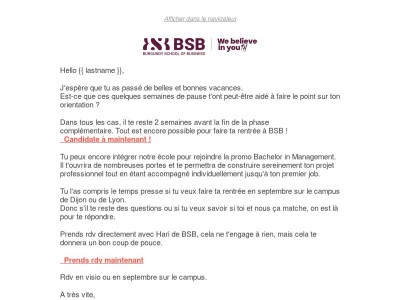 [Phase complémentaire] Plus que 2 semaines pour rejoindre le Bachelor de BSB