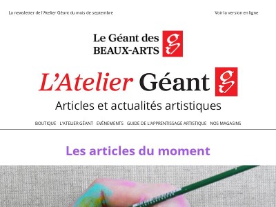 Nouvelles de L’Atelier Géant | Septembre 2026