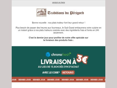 Livraison Chronofresh à 3€ : dernier jour pour en profiter !