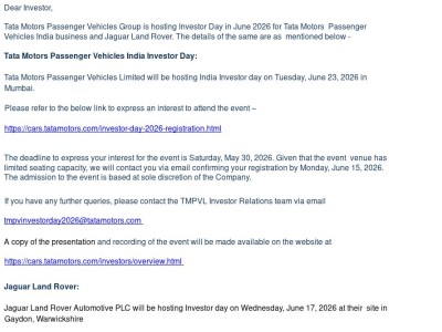 Tata Motors Passenger Vehicles Group Investor Day