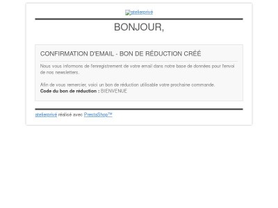 [atelierprivé] Bon de réduction newsletter