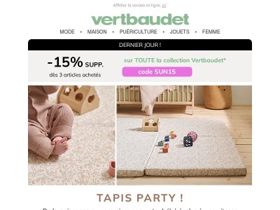 -15% SUPP dès 3 même sur nos tapis d'éveil !