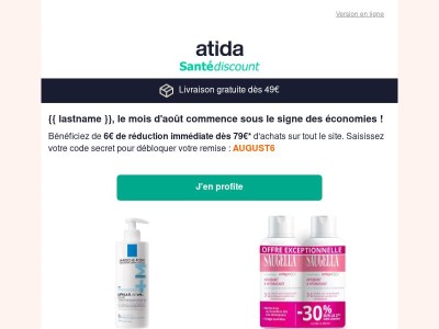 ☀️ 6€ de réduction immédiate sur TOUT le site !