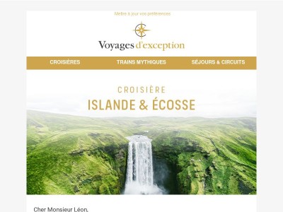 Croisière Islande & Écosse : les légendes du Nord (Août 2027)