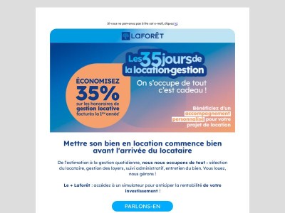 Louez, nous gérons ! Et en ce moment, économisez 35% sur les honoraires