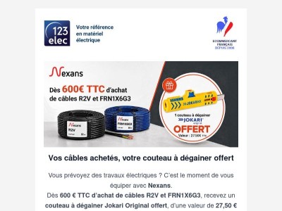 Un projet électrique ? Nexans vous offre votre couteau à dégainer