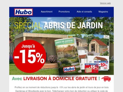 Spécial Abris de jardin: jusqu'à -15% avec le bon