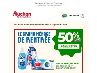 Offre éclatante : 50 % cagnottés sur la marque Skip ! ✨