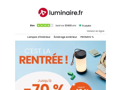 C'est la rentrée ! Profitez de jusqu'à 70 % de remise & -13 % suppl. 🧡